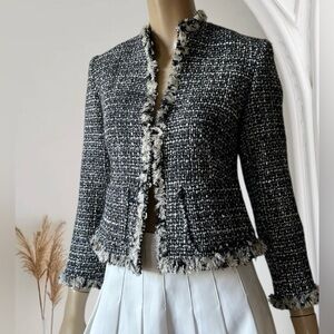 Valerie Stevens Black and White Textured Blazer